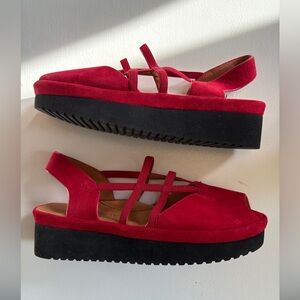 L’Amour Des Pieds Adelais~Red Suede Slingback Sandals Size 7.5 M